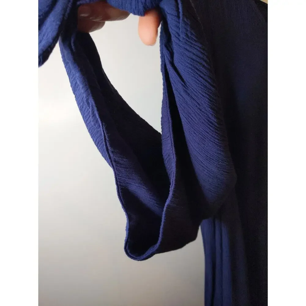 Soft Surroundings Navy Cold Shoulder Ruffle Tie Sleeve Dress Plus Size 3X Boho - Picture 5 of 13